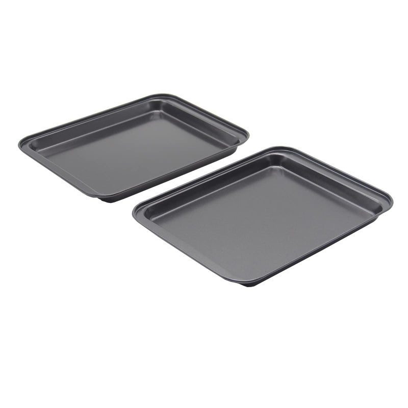 HYTK Small Baking Sheet Nonstick 9.45 X 7.09 Inch (Inner 7.5x6), 8 Inch Mini Cookie Tray Toaster Conventional Oven Pan No Warp No Rust Magnetic Bakeware for 1 to 2 person 2 Pack - Image 3
